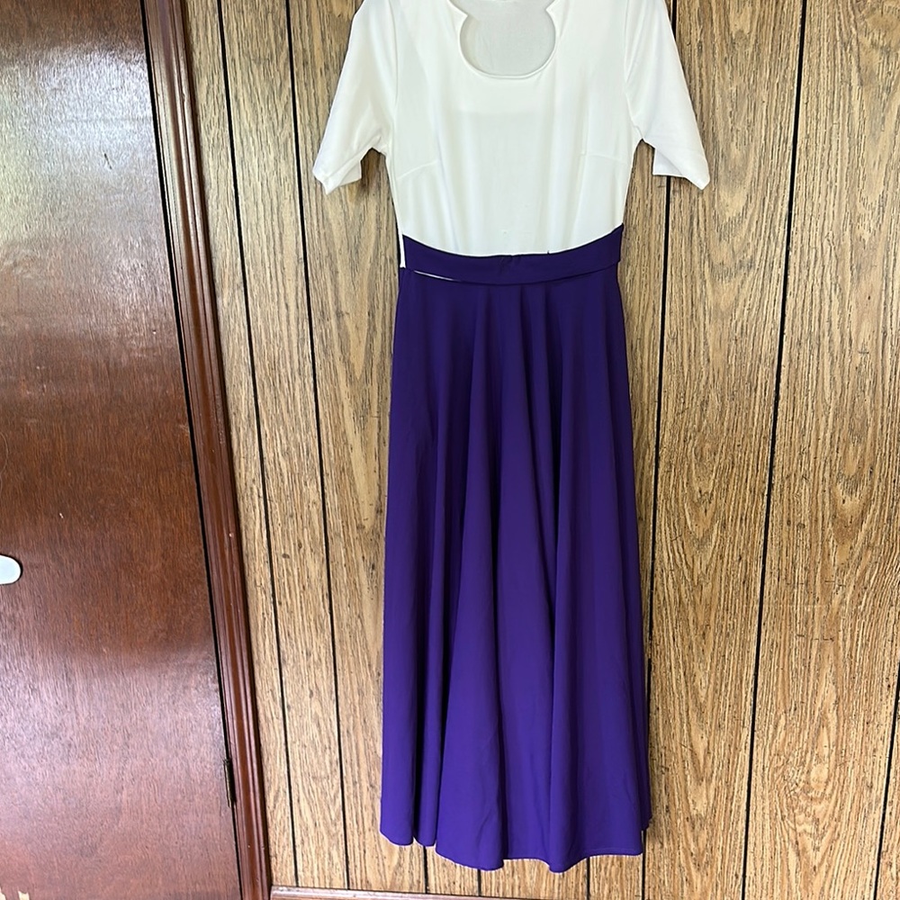 White and Purple Midi Dress